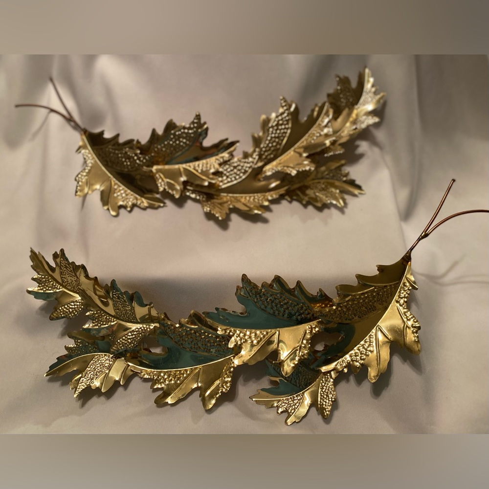 2 Vintage Home Interiors Metal Gold Tone Leaf Leaves Wall Hanging Art Decor Home - Picture 5 of 9